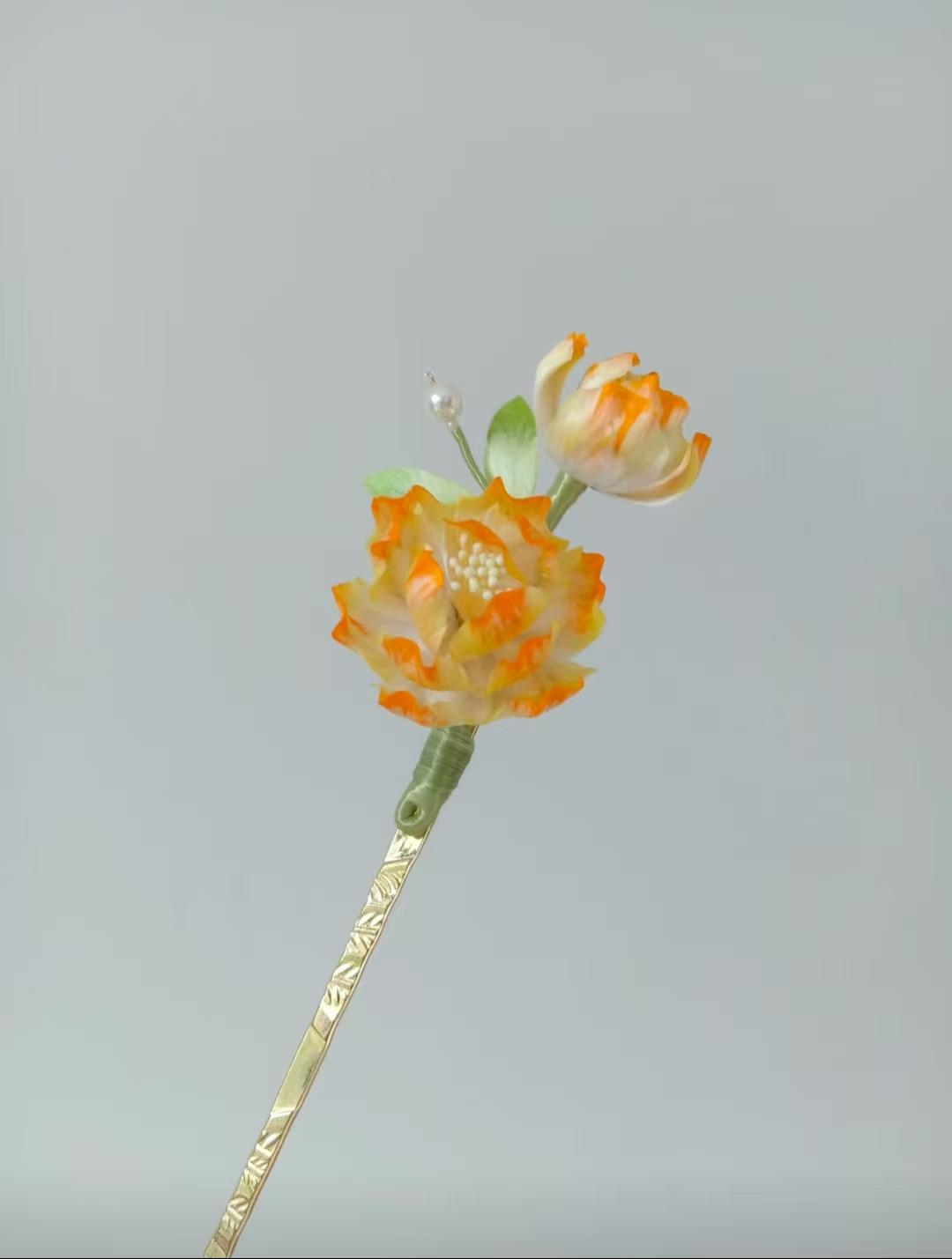 Yellow Peony Hairpin