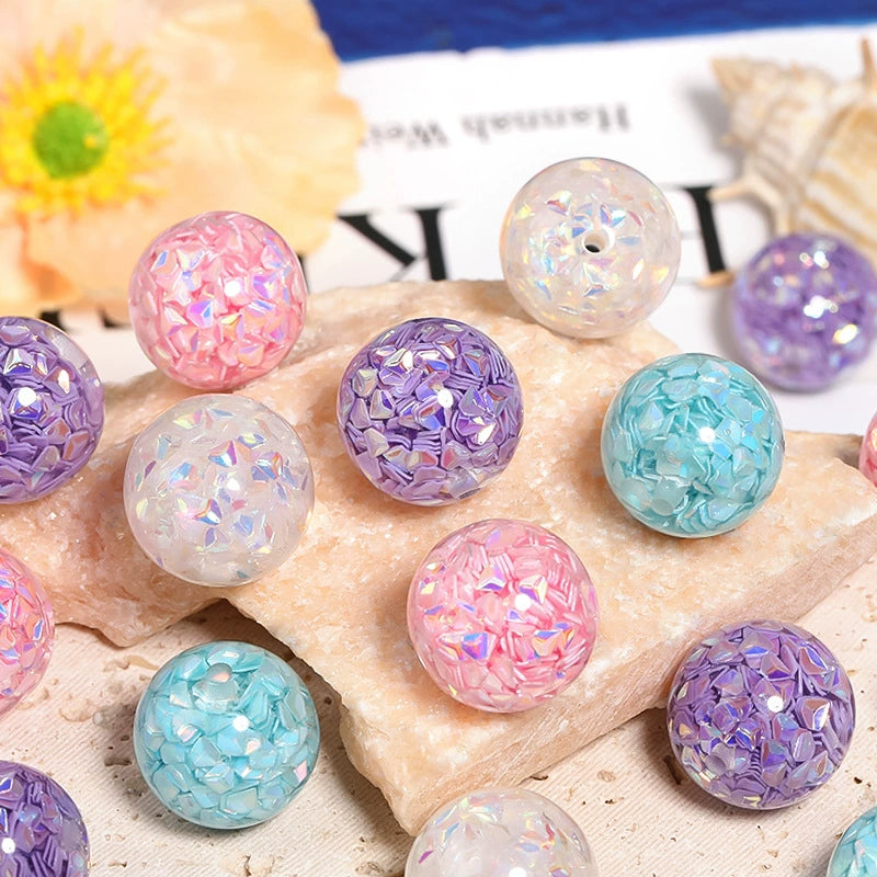 Glitter Resin Beads with shiny pieces inside